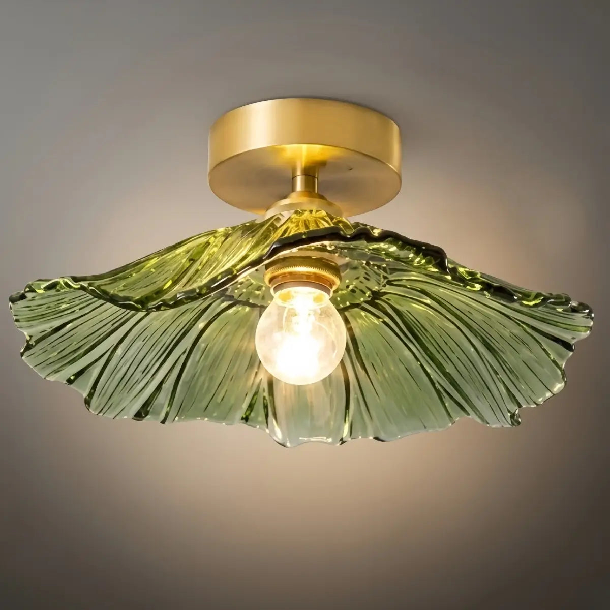 Plafonnier et suspension Royal - Verre/métal clair/vert avec abat-jour pour salle à manger - Flindria