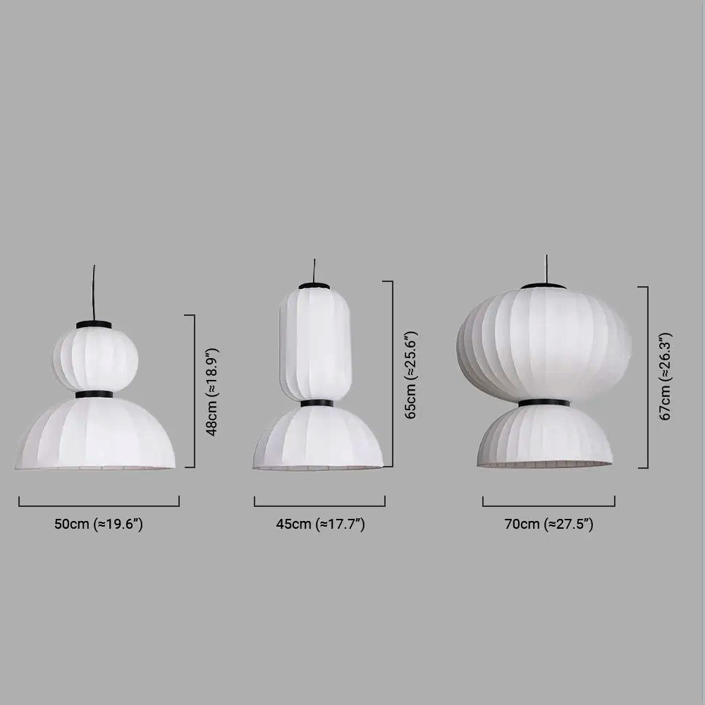 Modern Pendant Light — White Artificial Silk & Metal with 3-Color LED Dining Room - Flindria