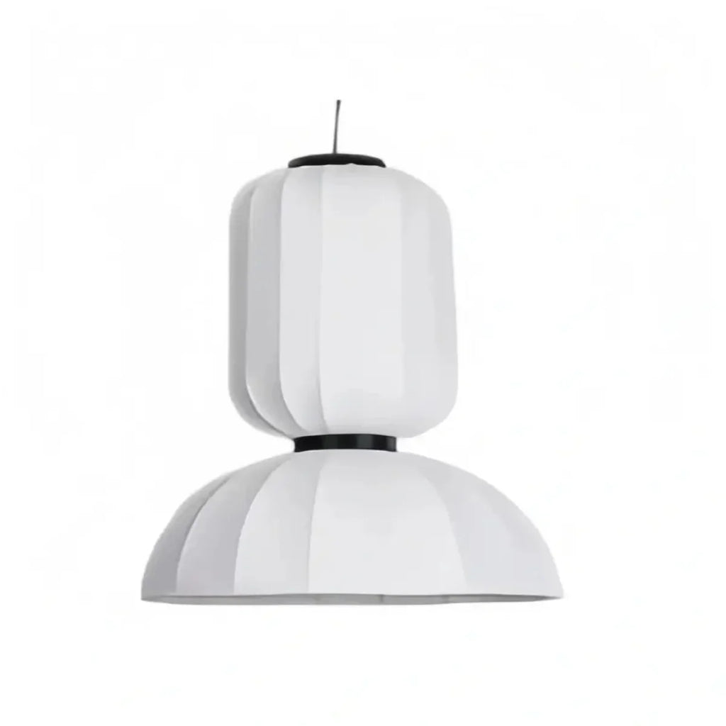 Modern Pendant Light — White Artificial Silk & Metal with 3-Color LED Dining Room - Flindria