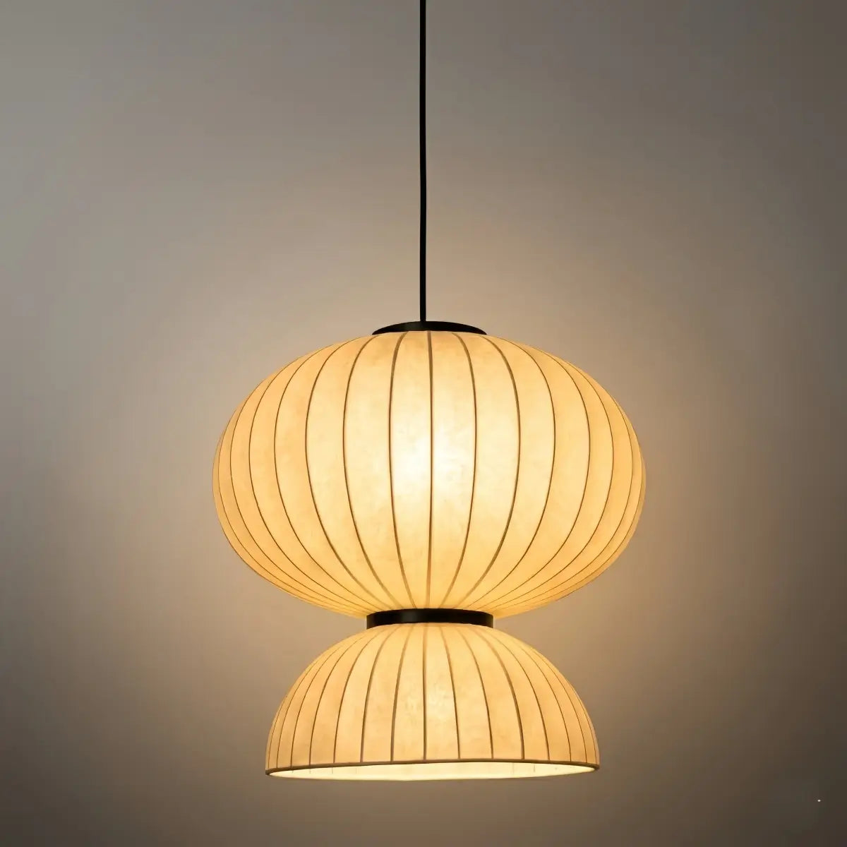 Modern Pendant Light — White Artificial Silk & Metal with 3-Color LED Dining Room - Flindria