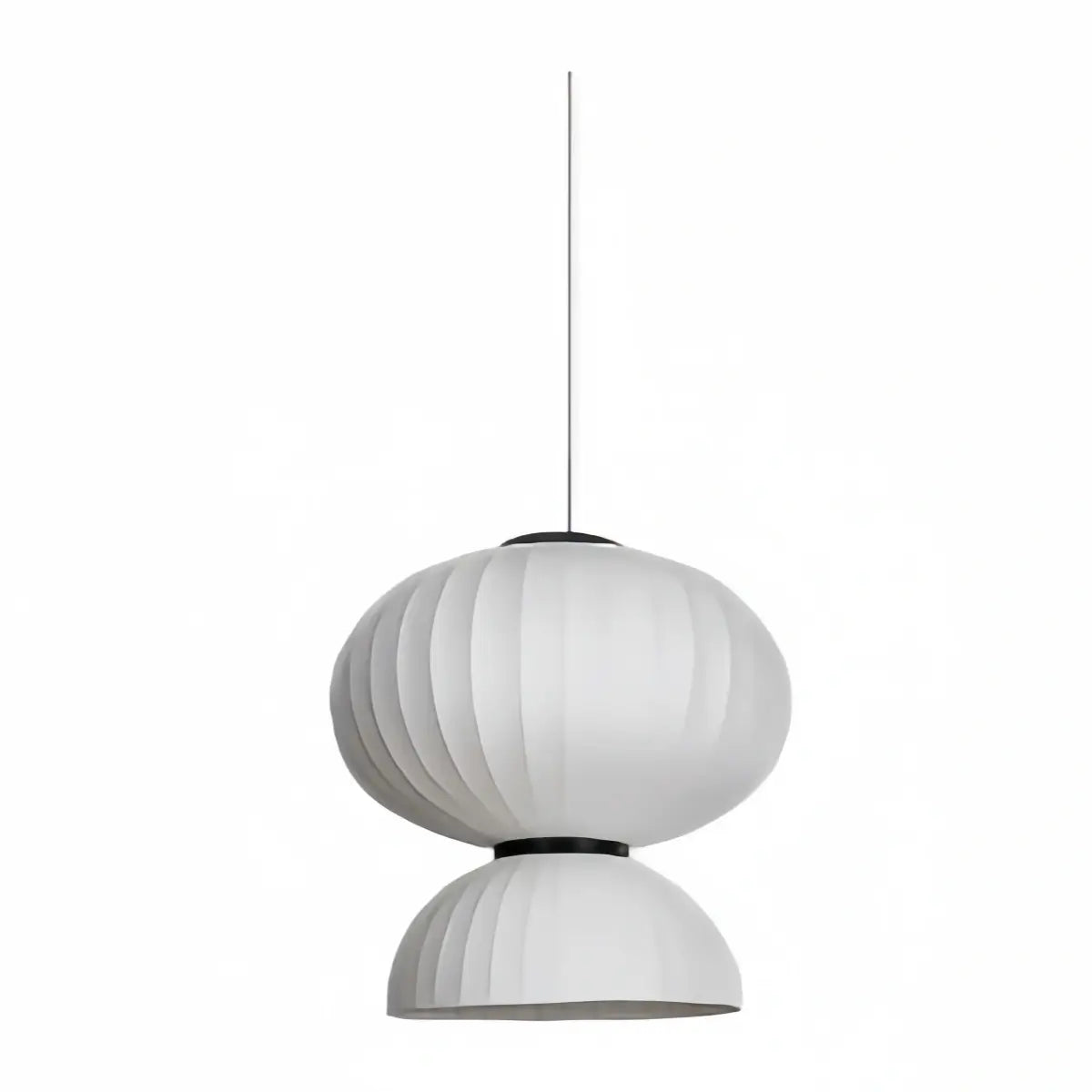 Modern Pendant Light — White Artificial Silk & Metal with 3-Color LED Dining Room - Flindria