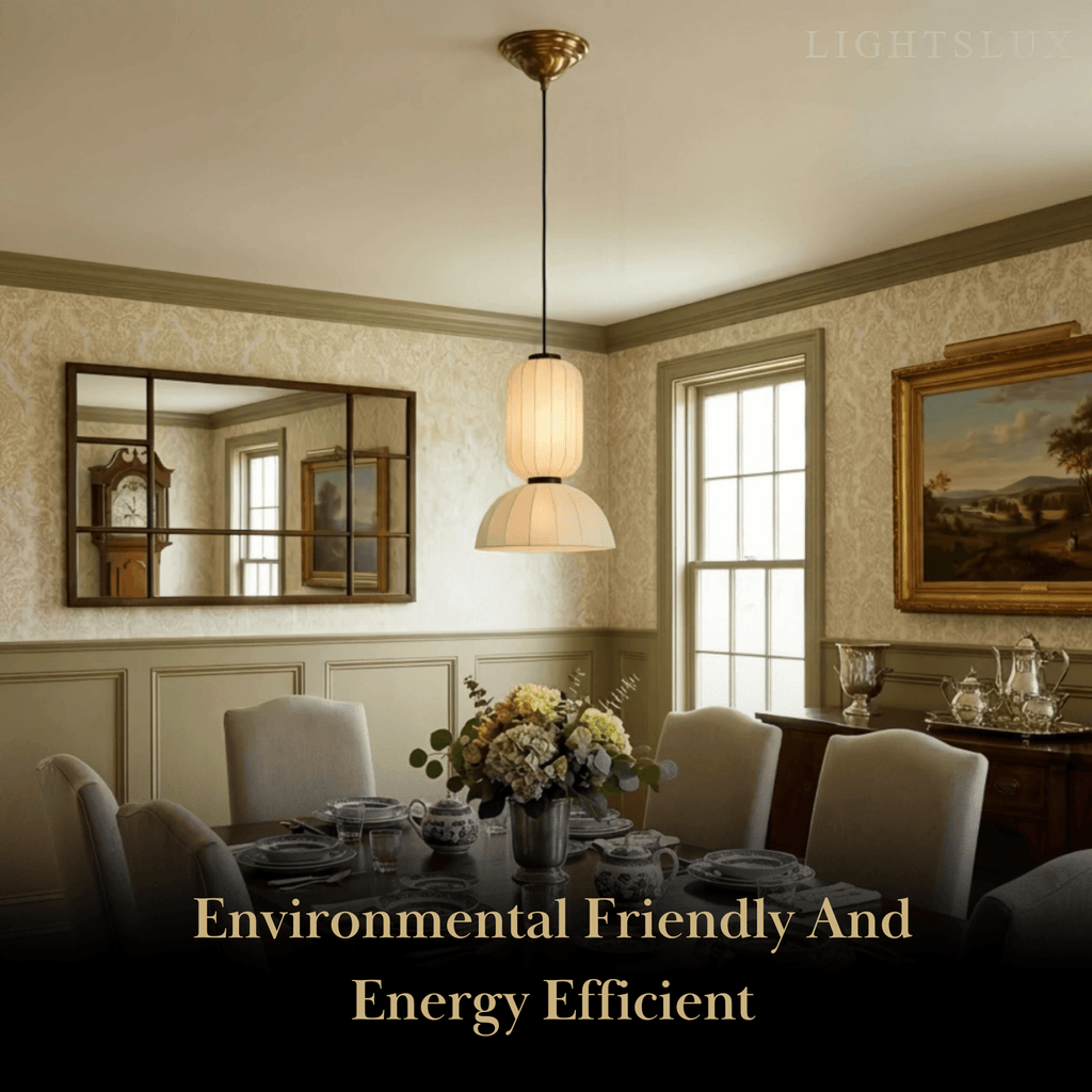 Modern Pendant Light — White Artificial Silk & Metal with 3-Color LED Dining Room - Flindria