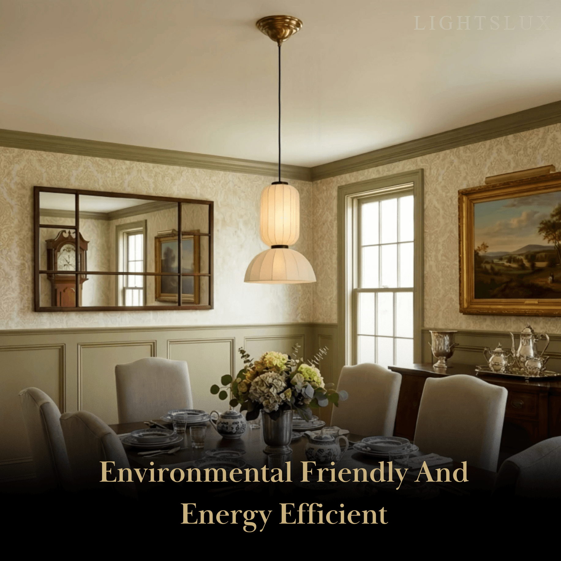 Modern Pendant Light — White Artificial Silk & Metal with 3-Color LED Dining Room - Flindria