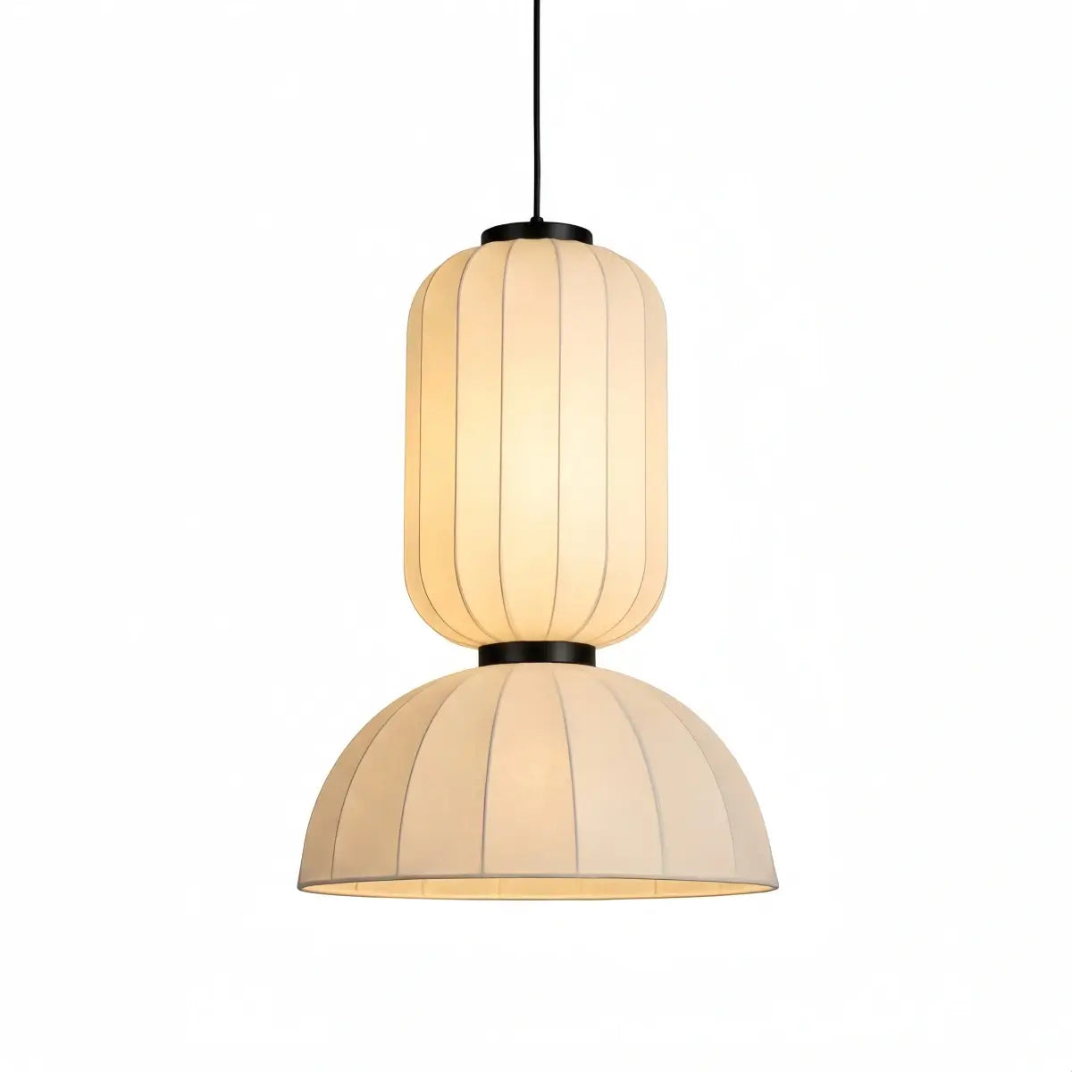 Modern Pendant Light — White Artificial Silk & Metal with 3-Color LED Dining Room - Flindria