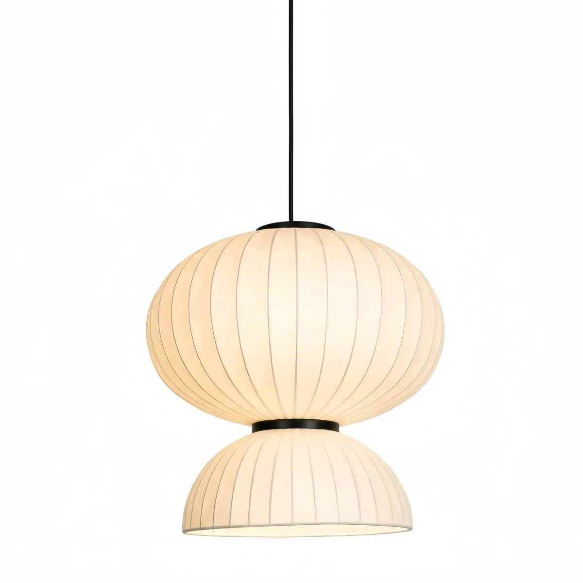 Modern Pendant Light — White Artificial Silk & Metal with 3-Color LED Dining Room - Flindria
