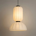 Modern Pendant Light — White Artificial Silk & Metal with 3-Color LED Dining Room - Flindria
