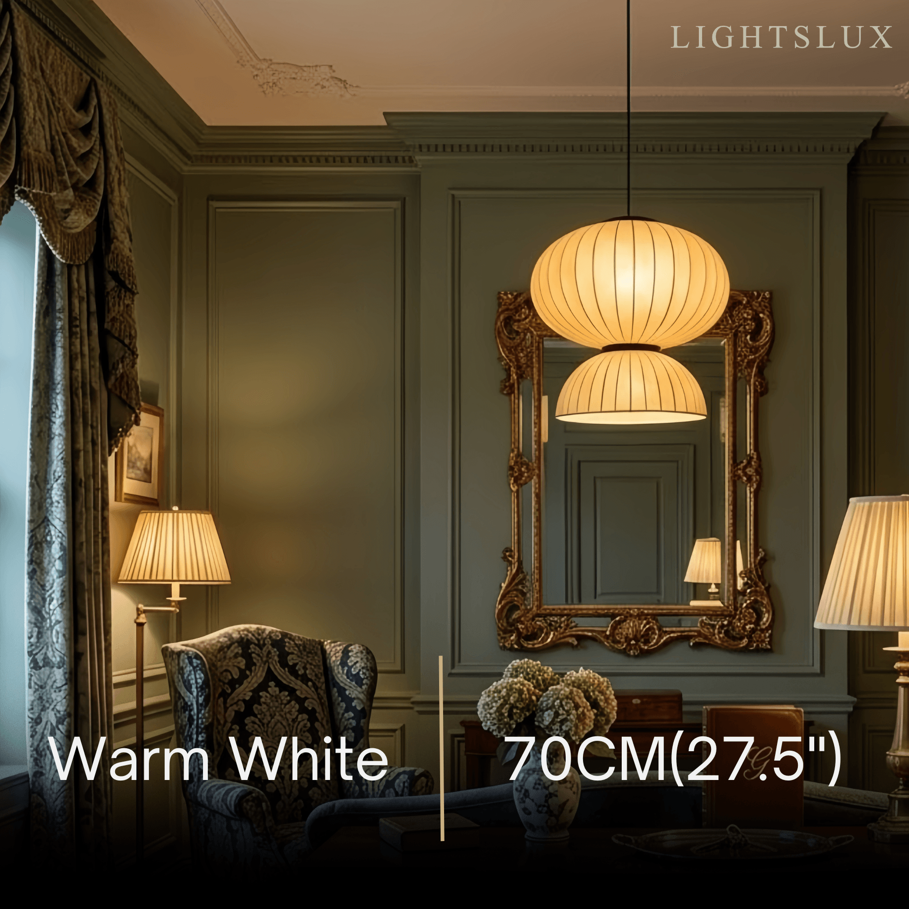 Modern Pendant Light — White Artificial Silk & Metal with 3-Color LED Dining Room - Flindria