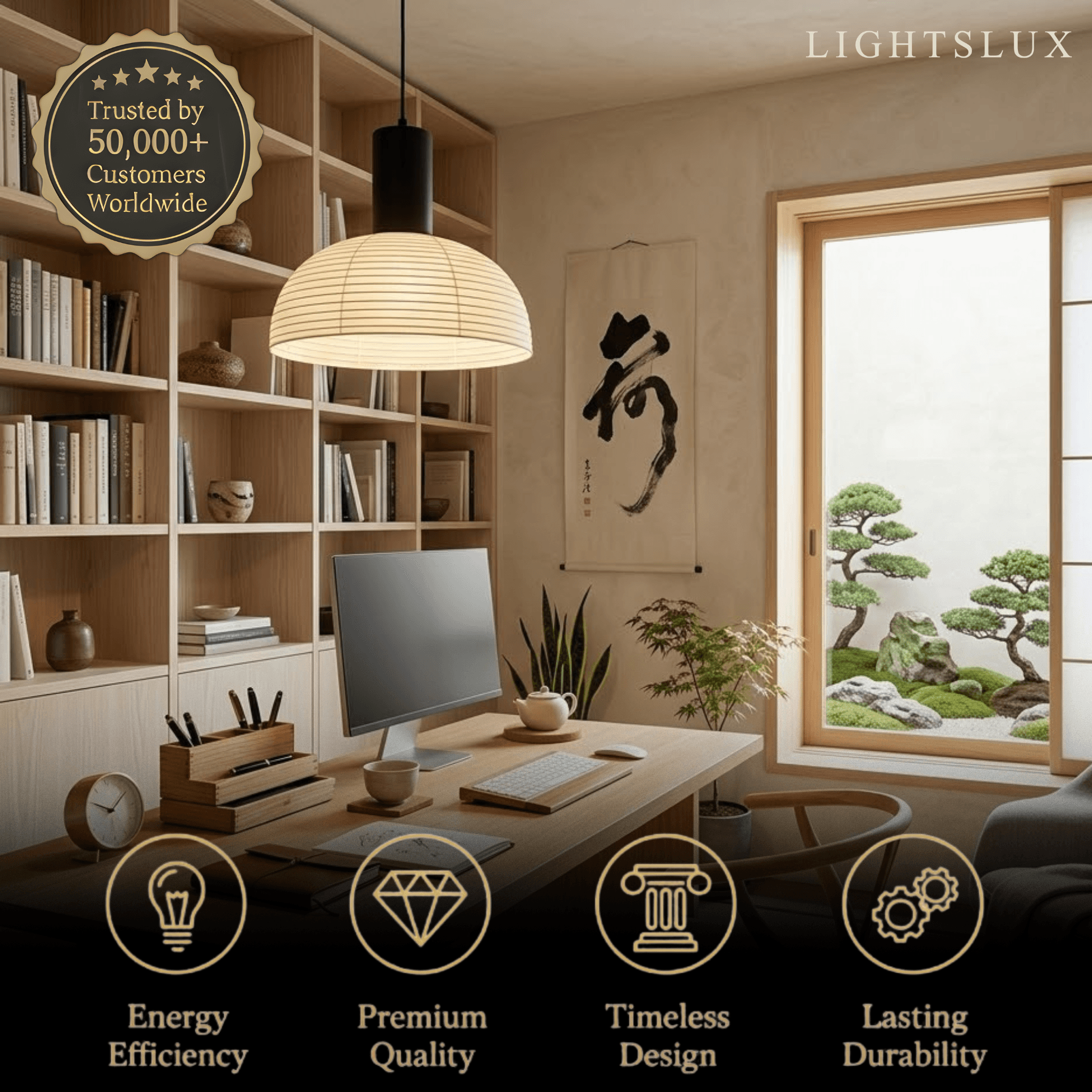 Retro Fabric Pendant Light - Beige Metal Frame for Dining/Living Room - Flindria