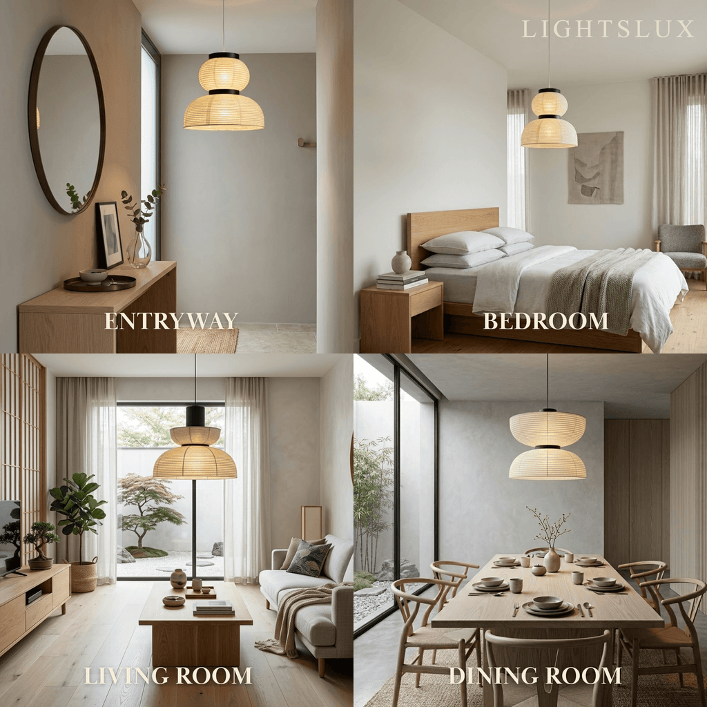 Retro Fabric Pendant Light - Beige Metal Frame for Dining/Living Room - Flindria