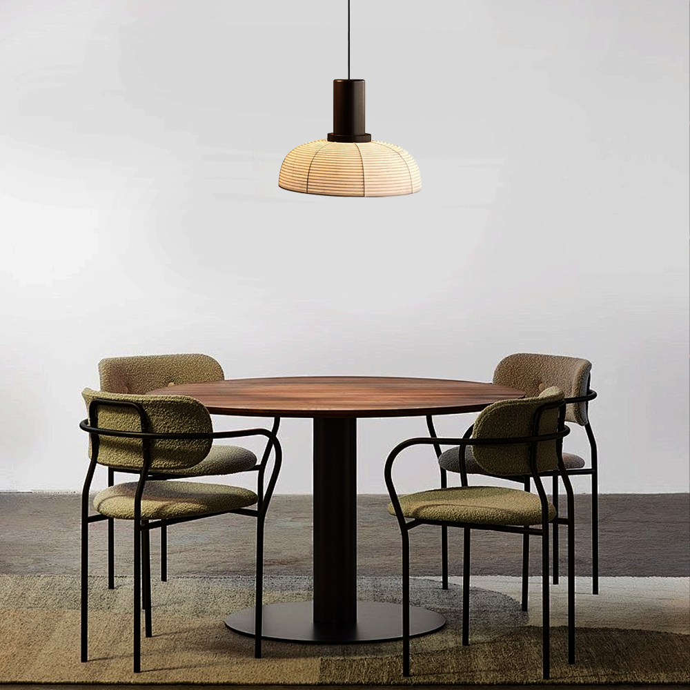 Retro Fabric Pendant Light - Beige Metal Frame for Dining/Living Room - Flindria
