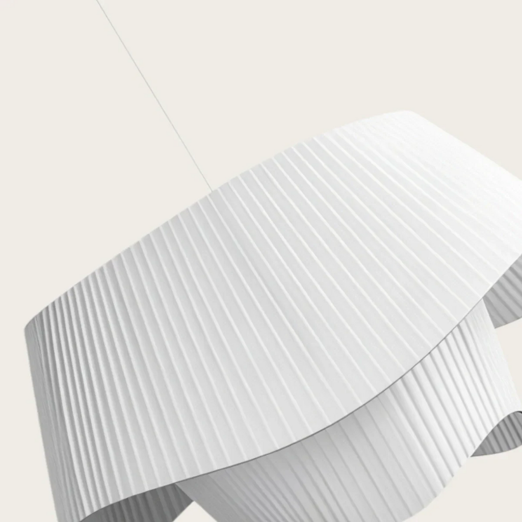 Nordic Fabric Pendant Light — White Metal Frame with Fabric Shade for Dining Room - Flindria