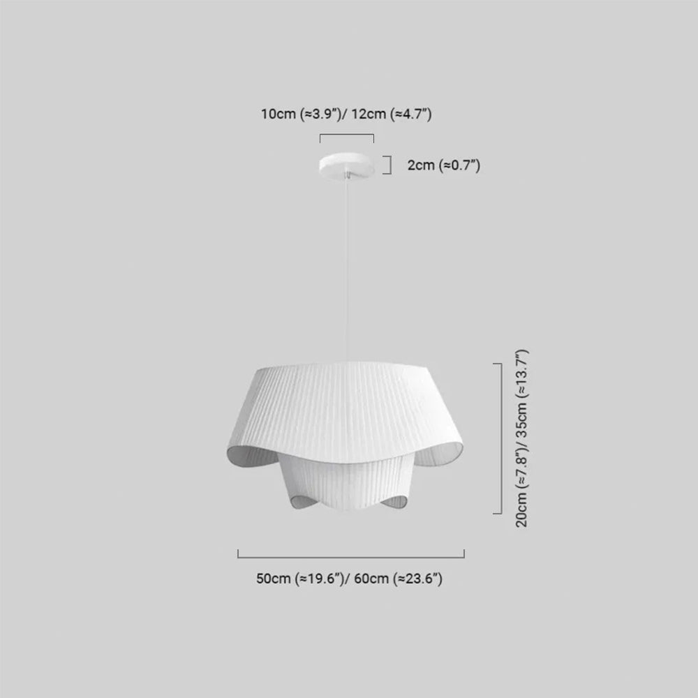 Nordic Fabric Pendant Light — White Metal Frame with Fabric Shade for Dining Room - Flindria