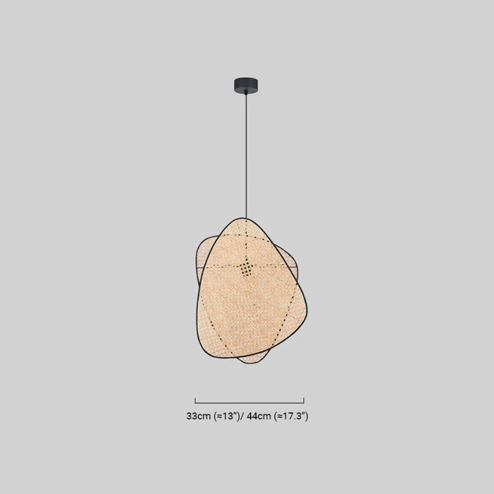 Farmhouse Wooden Geometric Pendant Light — Rattan & Willow Weave for Dining Room - Flindria