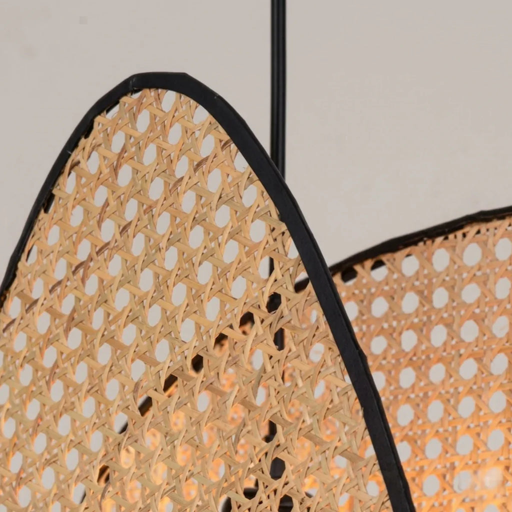 Farmhouse Wooden Geometric Pendant Light — Rattan & Willow Weave for Dining Room - Flindria