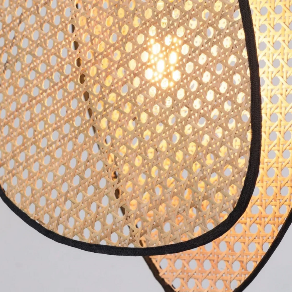 Farmhouse Wooden Geometric Pendant Light — Rattan & Willow Weave for Dining Room - Flindria