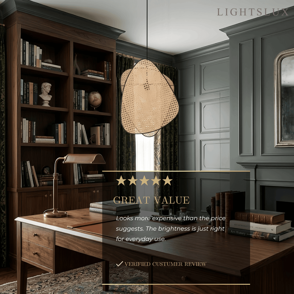 Farmhouse Wooden Geometric Pendant Light — Rattan & Willow Weave for Dining Room - Flindria