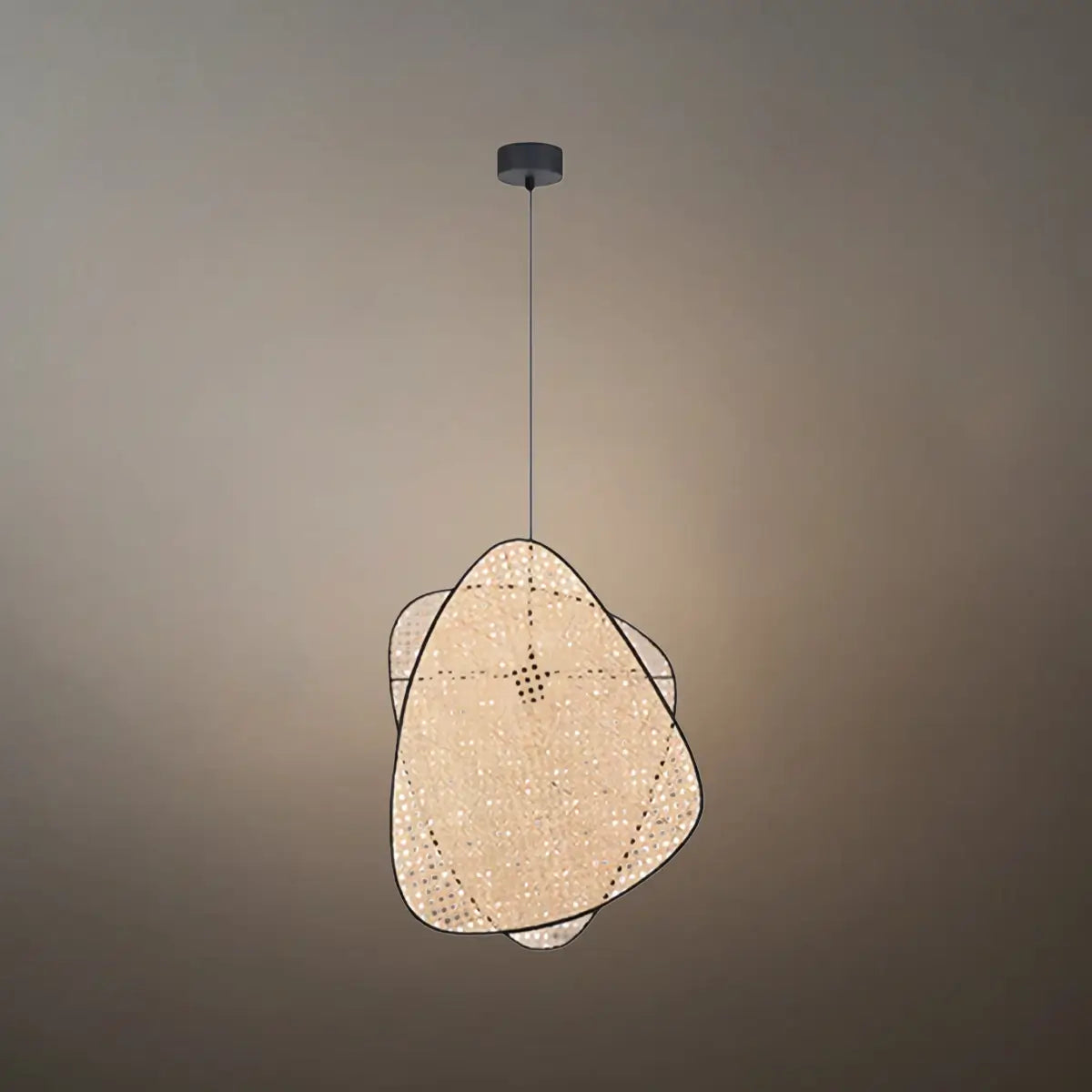 Farmhouse Wooden Geometric Pendant Light — Rattan & Willow Weave for Dining Room - Flindria