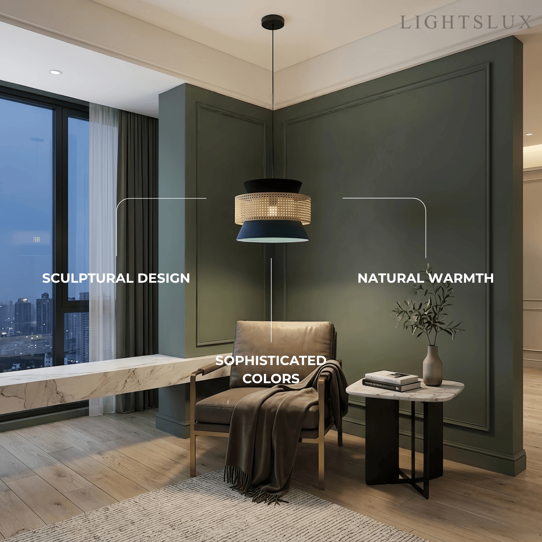 Farmhouse Hooded Pendant Light — Rattan&Black Metal for Dining Room - Flindria