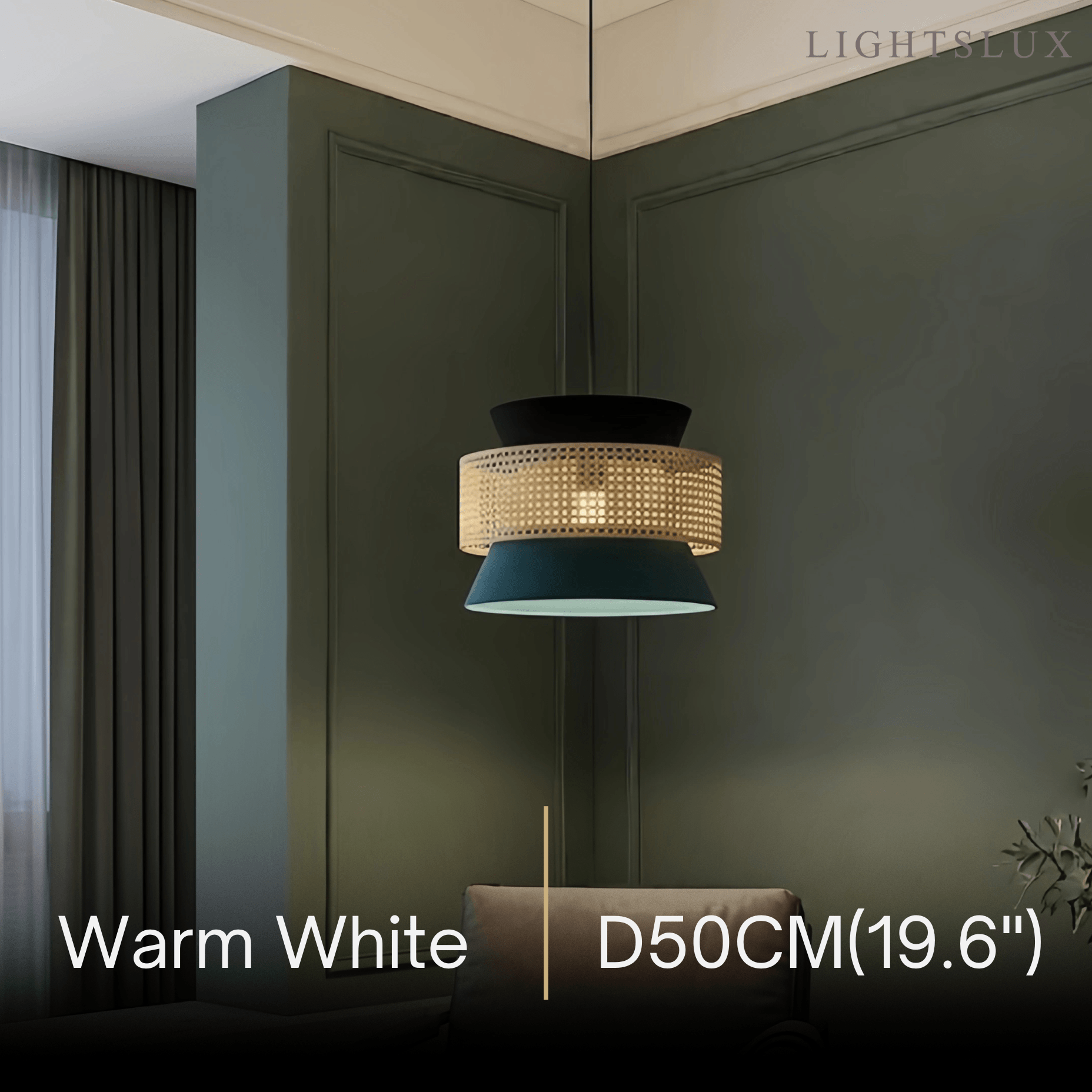 Farmhouse Hooded Pendant Light — Rattan&Black Metal for Dining Room - Flindria