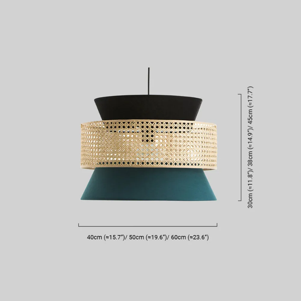 Farmhouse Hooded Pendant Light — Rattan&Black Metal for Dining Room - Flindria