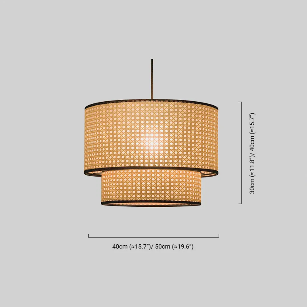 Farmhouse Rattan Pendant Light - Double-Layer Wood Lantern for Dining Room - Flindria