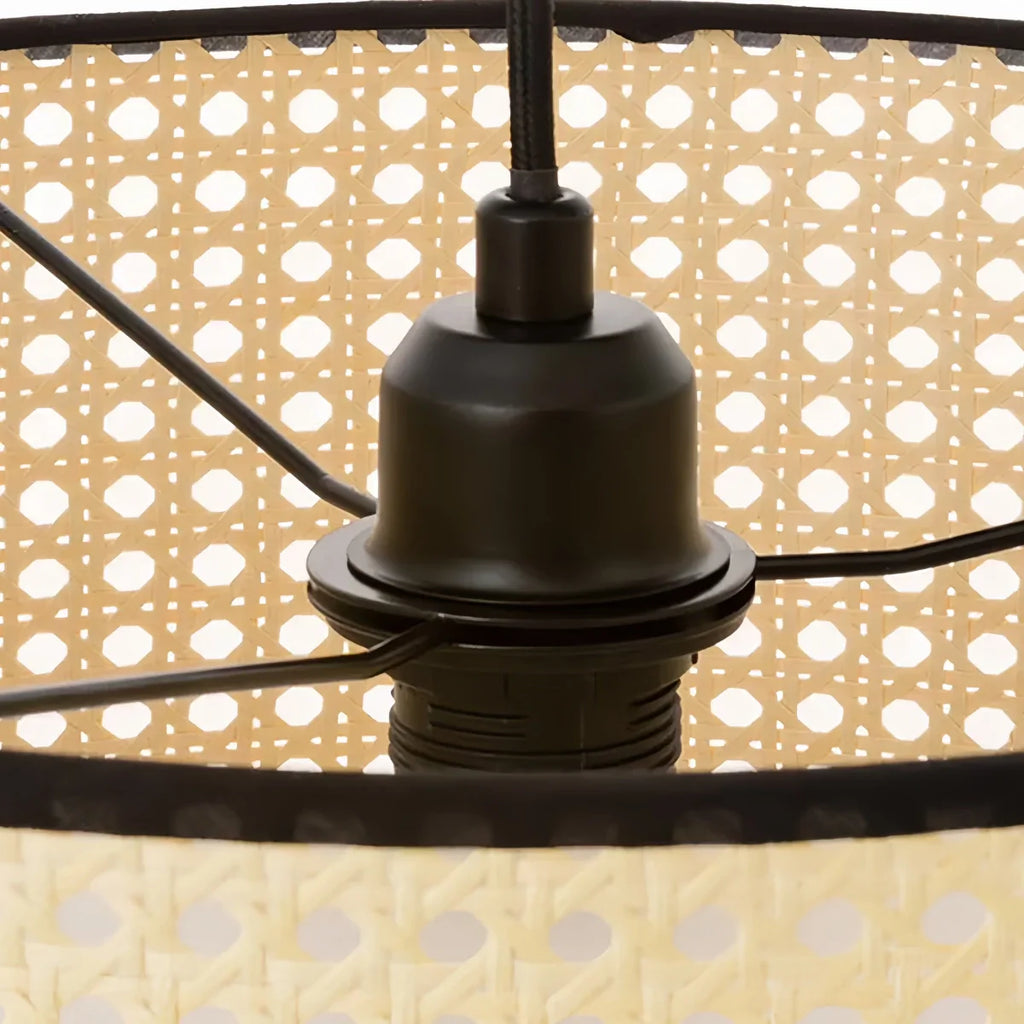 Farmhouse Rattan Pendant Light - Double-Layer Wood Lantern for Dining Room - Flindria