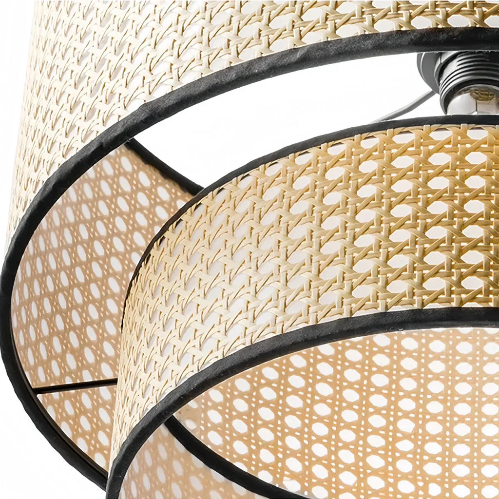 Farmhouse Rattan Pendant Light - Double-Layer Wood Lantern for Dining Room - Flindria