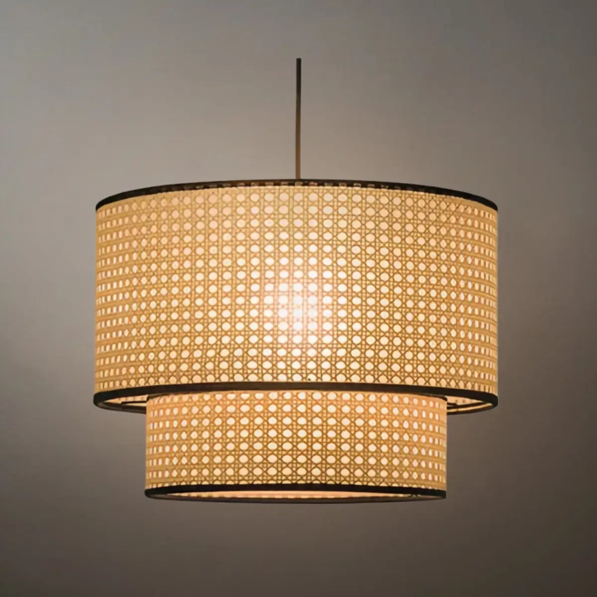 Farmhouse Rattan Pendant Light - Double-Layer Wood Lantern for Dining Room - Flindria