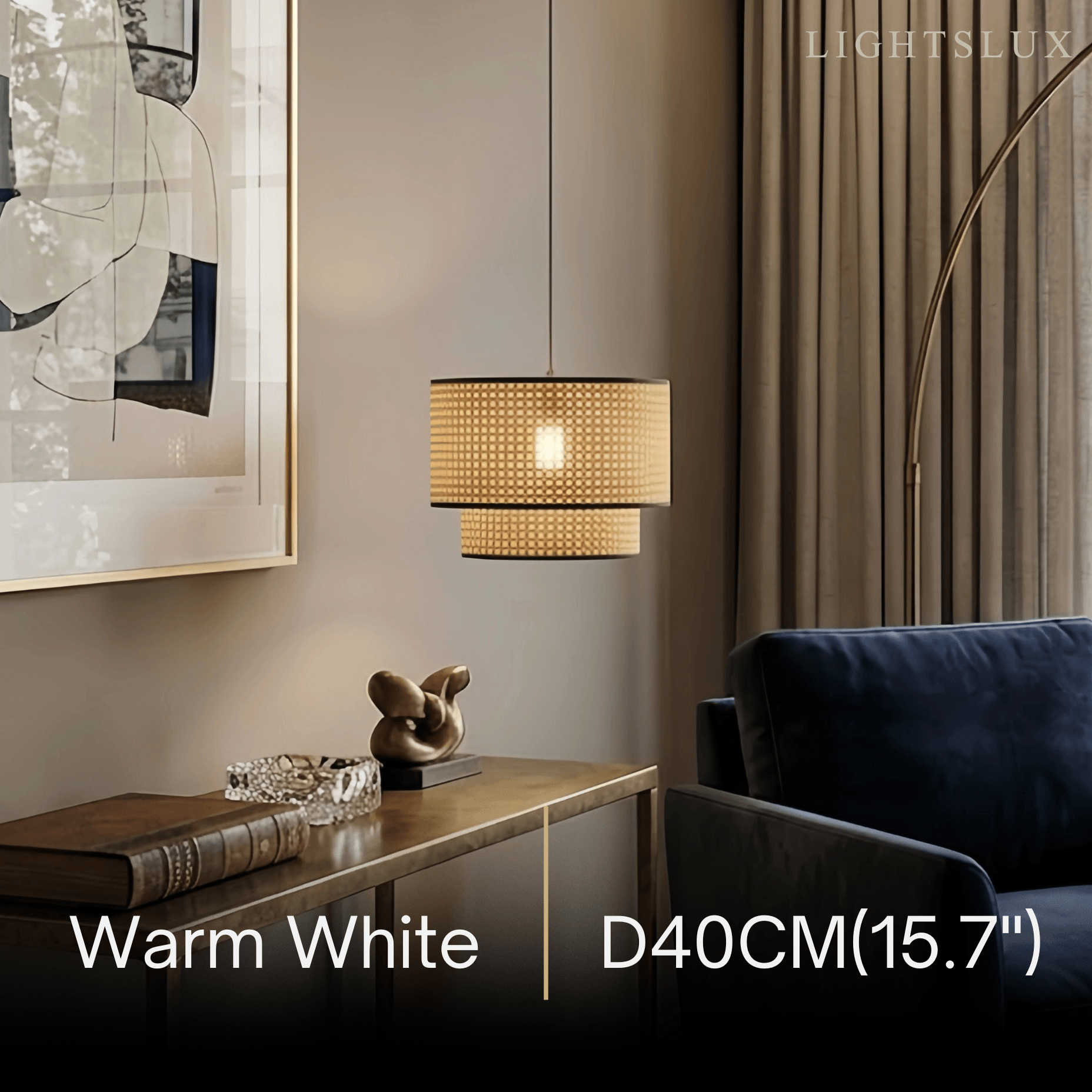 Farmhouse Rattan Pendant Light - Double-Layer Wood Lantern for Dining Room - Flindria