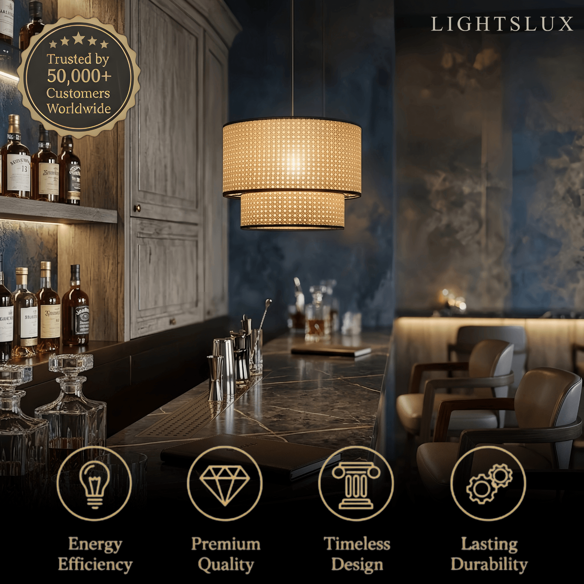 Farmhouse Rattan Pendant Light - Double-Layer Wood Lantern for Dining Room - Flindria