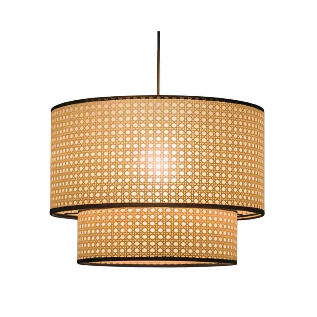 Farmhouse Rattan Pendant Light - Double-Layer Wood Lantern for Dining Room - Flindria