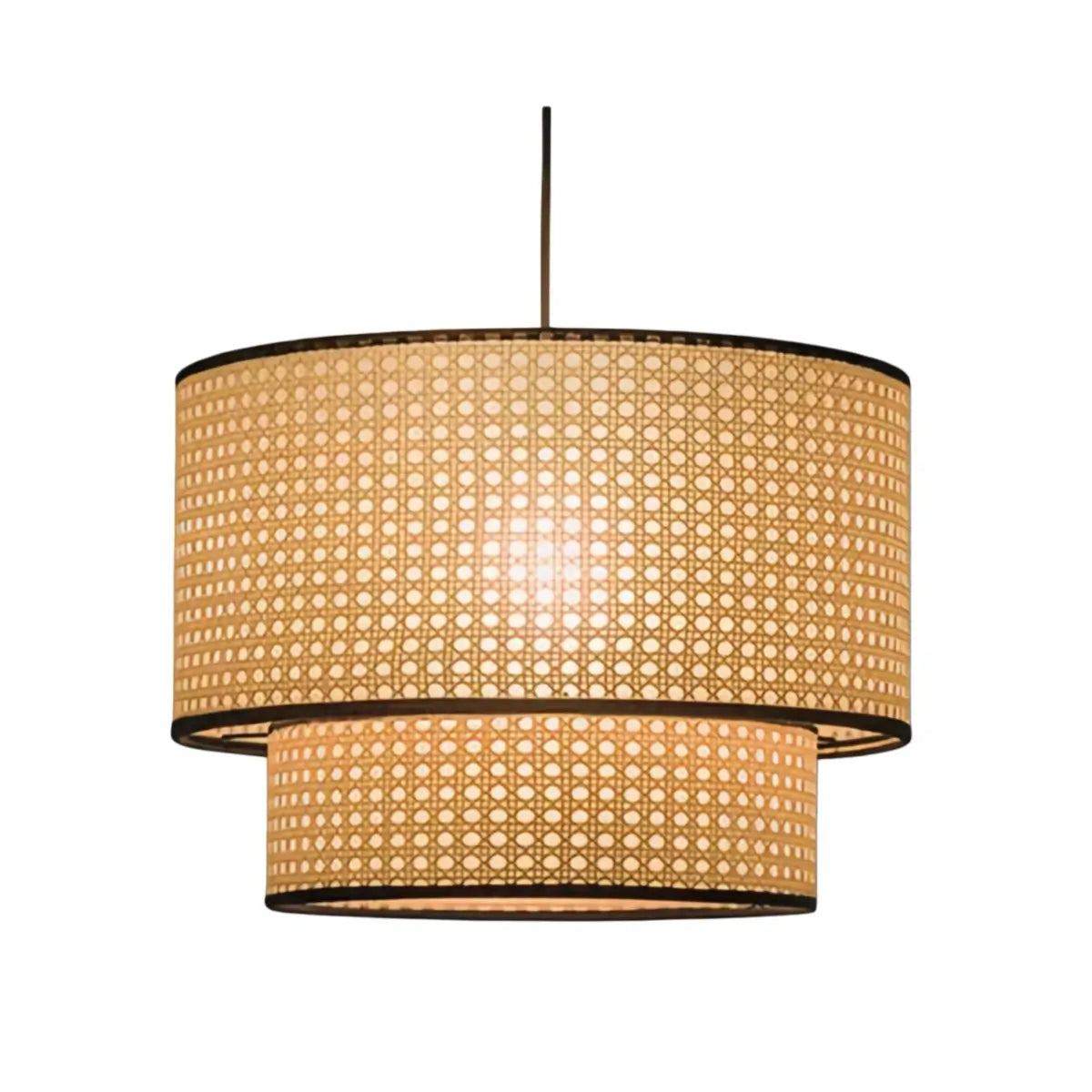 Farmhouse Rattan Pendant Light - Double-Layer Wood Lantern for Dining Room - Flindria