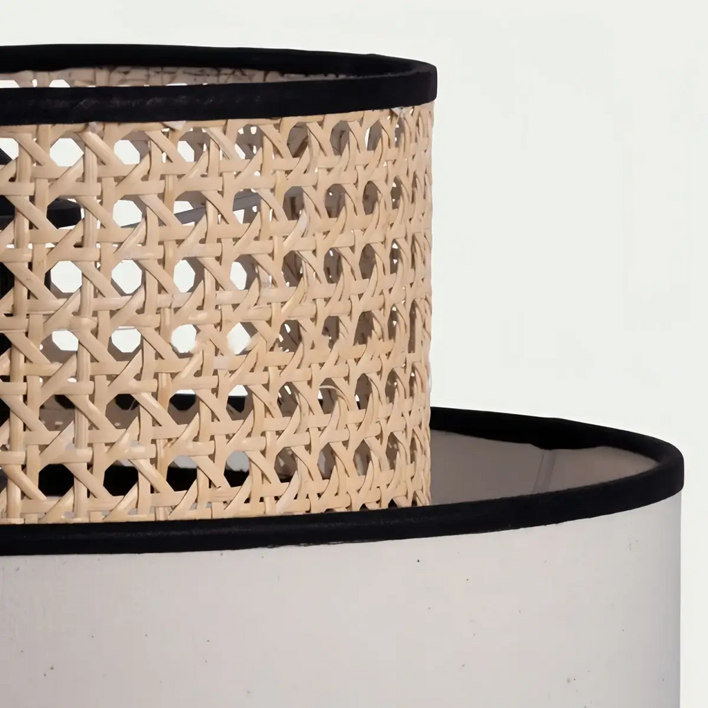 Farmhouse  Pendant Light - Fabric & Rattan Lantern for Dining Room/Bedroom - Flindria