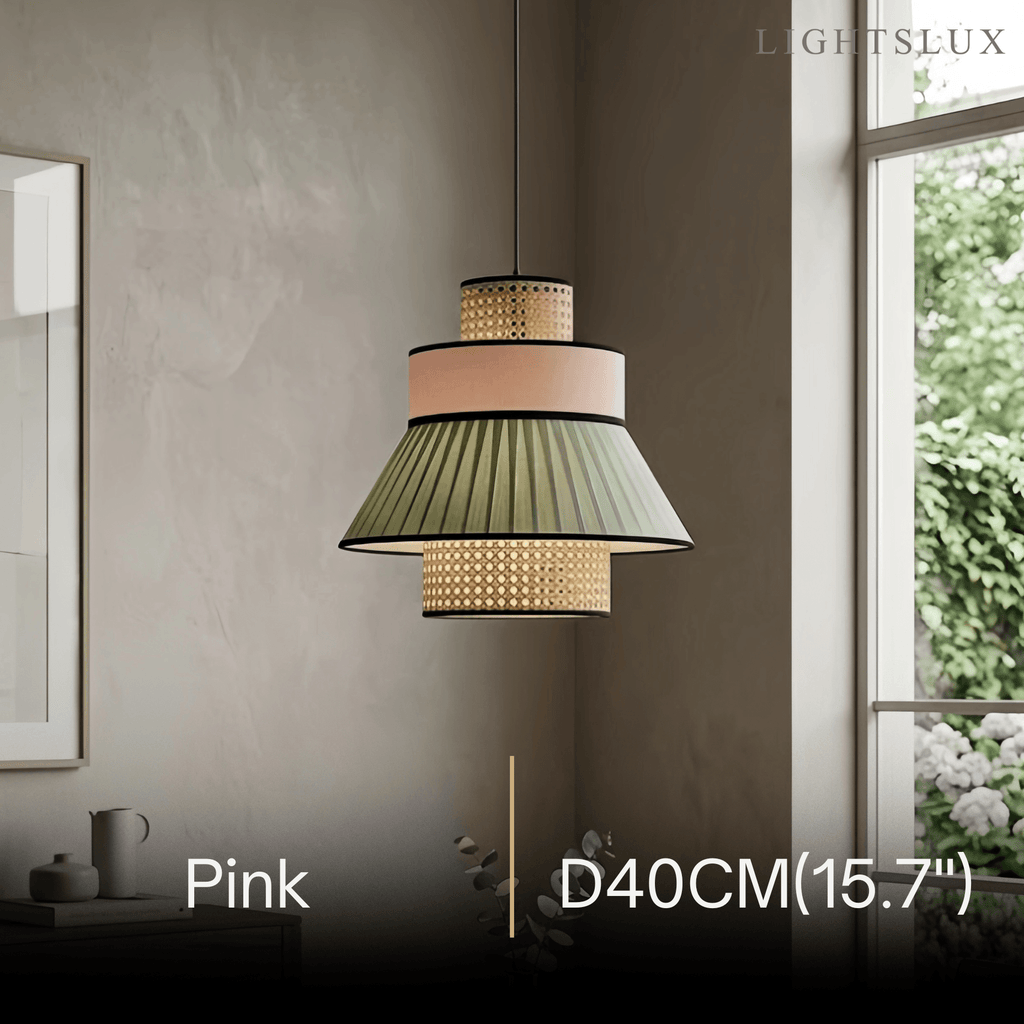Farmhouse Pendant Light — Dual-Style Fabric & Rattan for Dining Room - Flindria