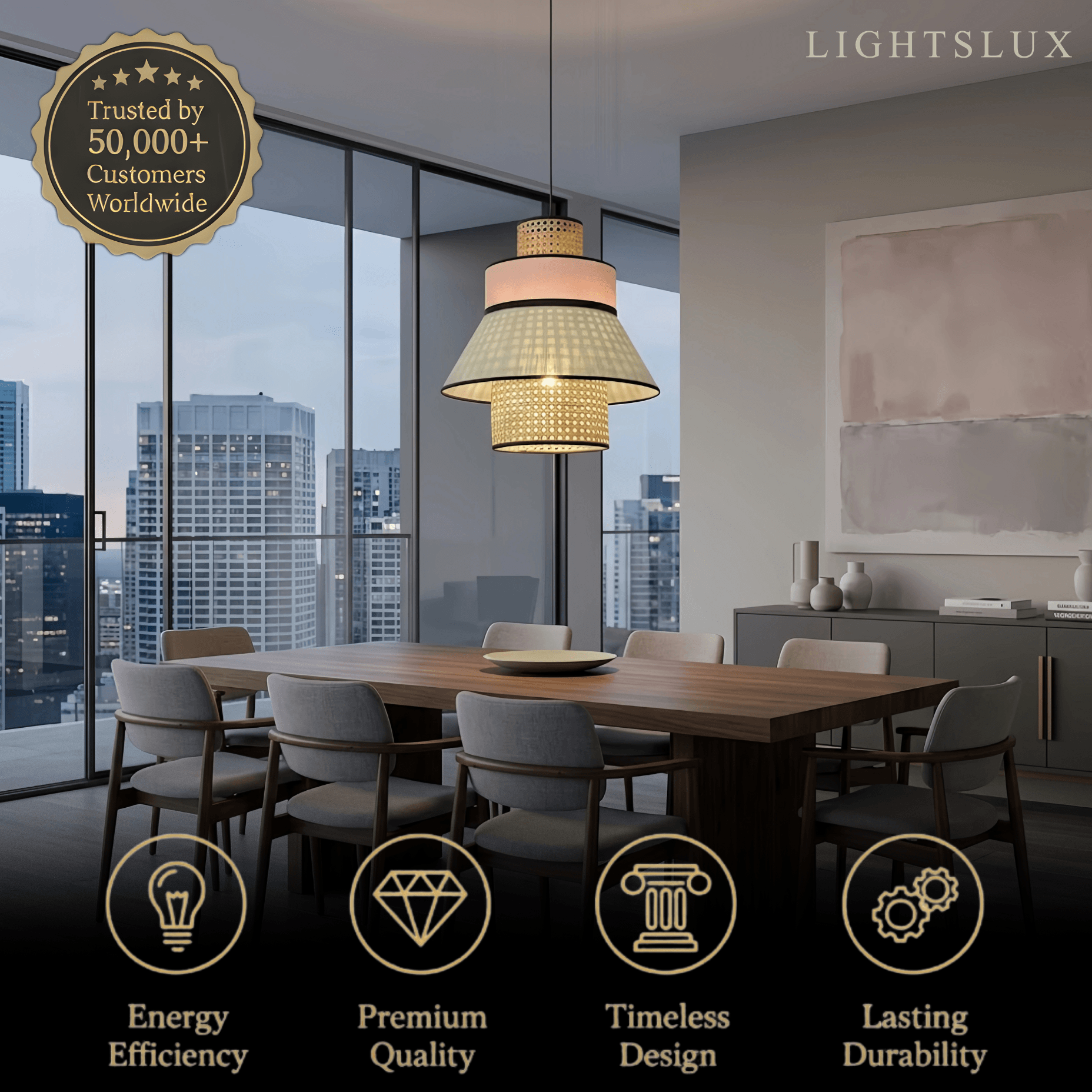 Farmhouse Pendant Light — Dual-Style Fabric & Rattan for Dining Room - Flindria