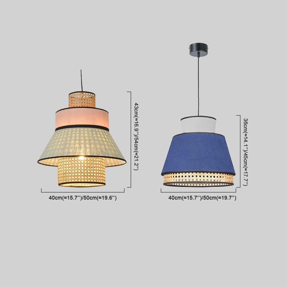 Farmhouse Pendant Light — Dual-Style Fabric & Rattan for Dining Room - Flindria