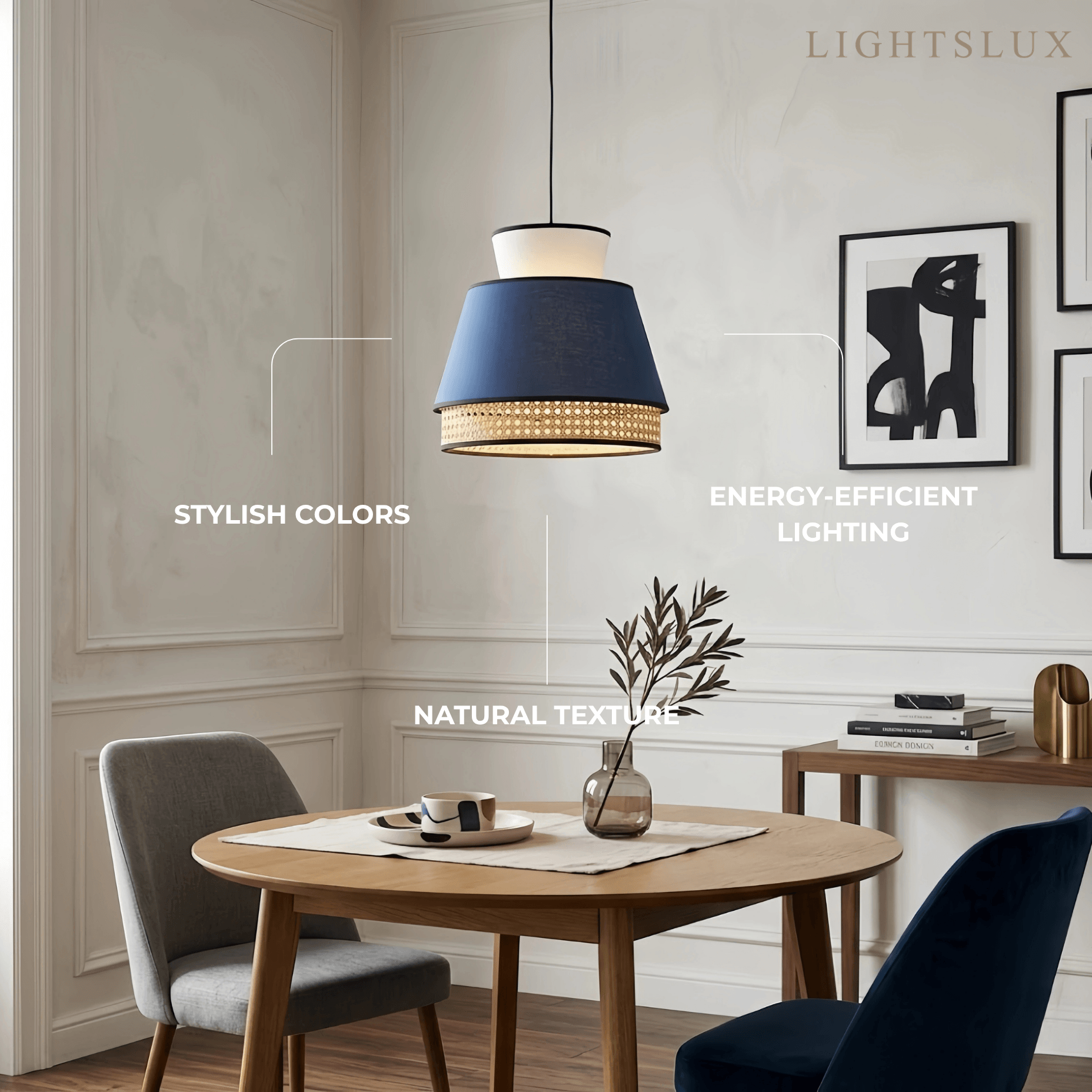 Farmhouse Pendant Light — Dual-Style Fabric & Rattan for Dining Room - Flindria
