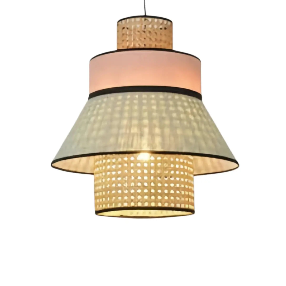 Farmhouse Pendant Light — Dual-Style Fabric & Rattan for Dining Room - Flindria
