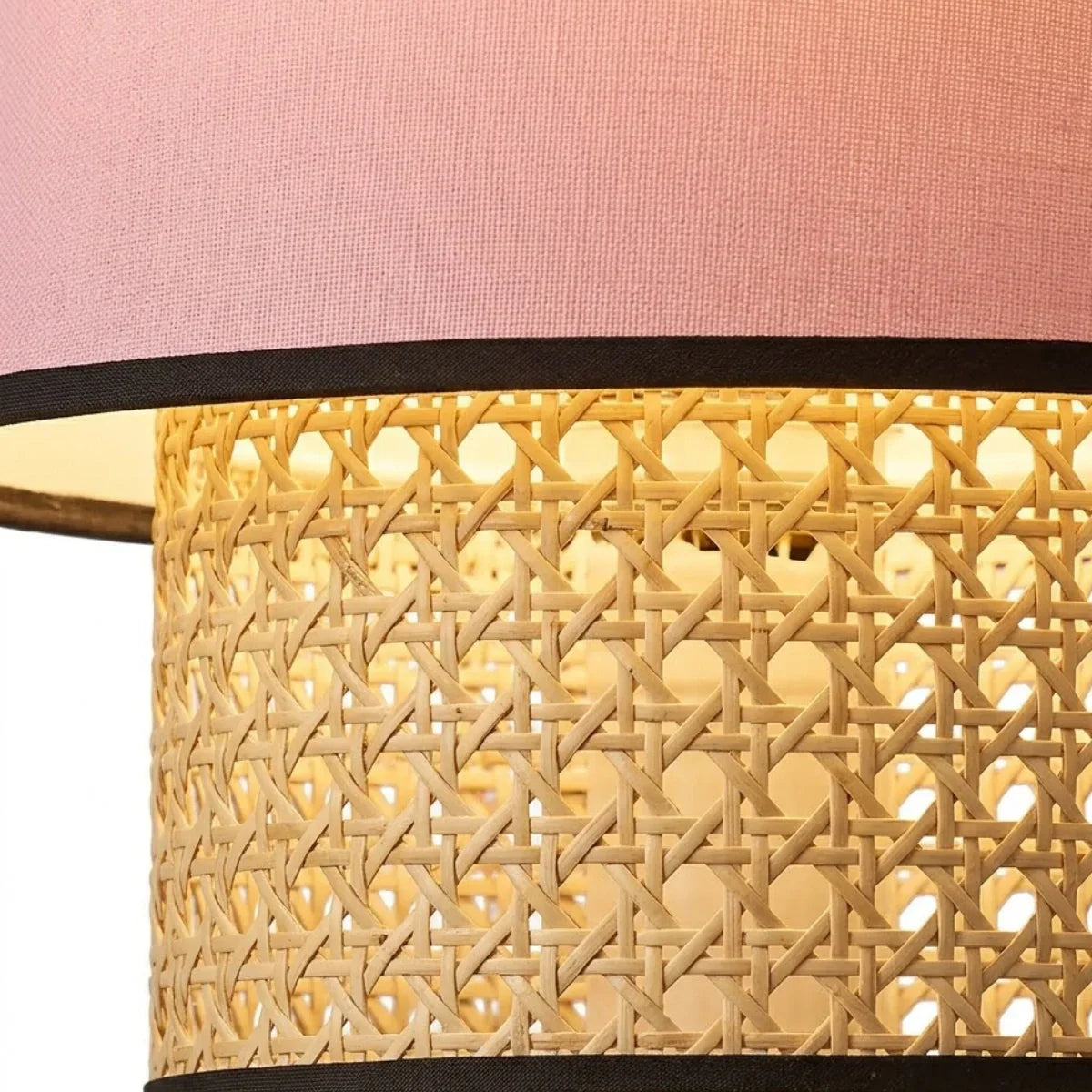 Farmhouse Cylindrical Pendant Light - Fabric & Rattan Lantern for Dining Room - Flindria