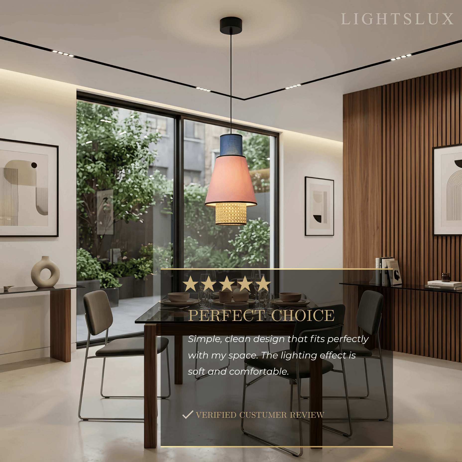 Farmhouse Cylindrical Pendant Light - Fabric & Rattan Lantern for Dining Room - Flindria