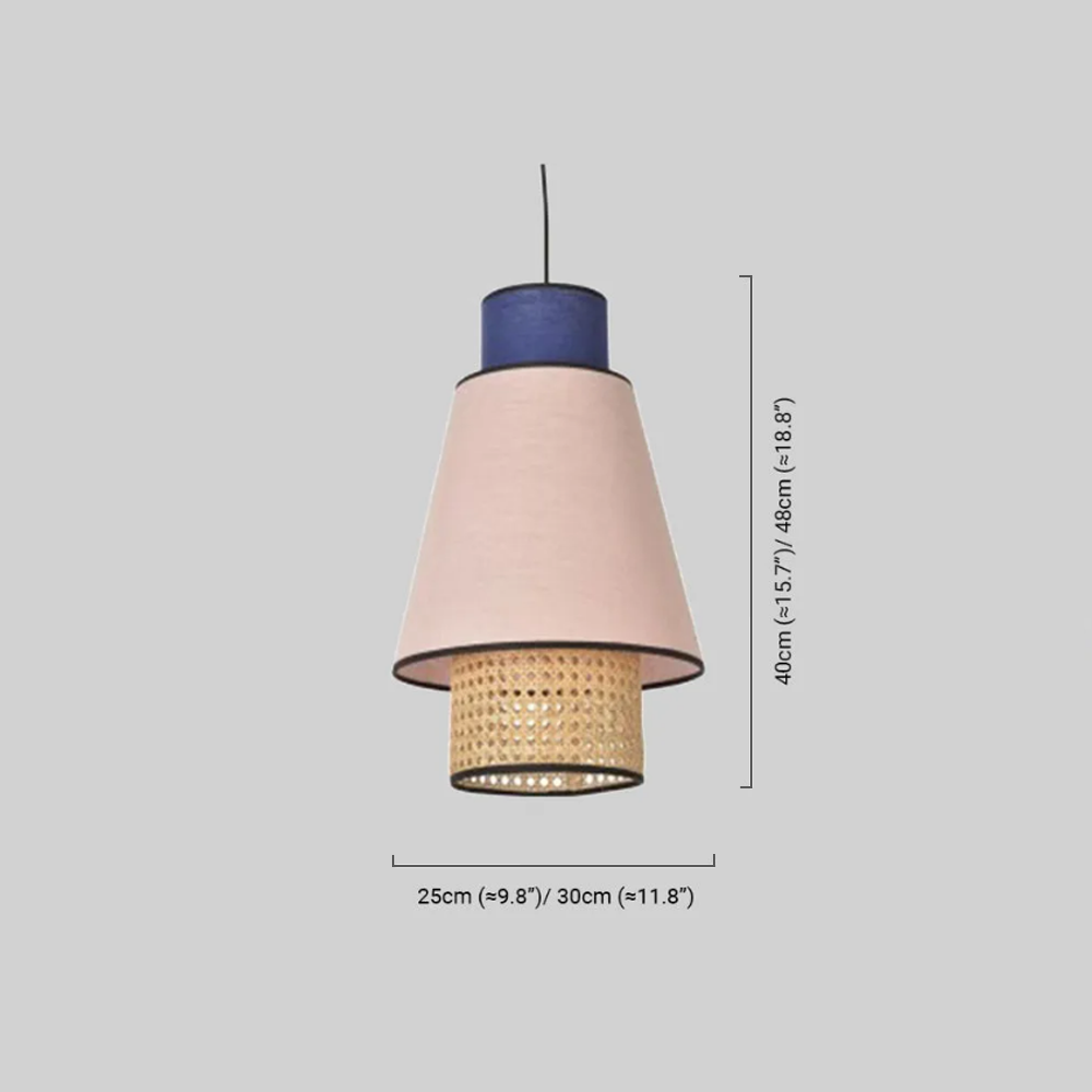 Farmhouse Cylindrical Pendant Light - Fabric & Rattan Lantern for Dining Room - Flindria