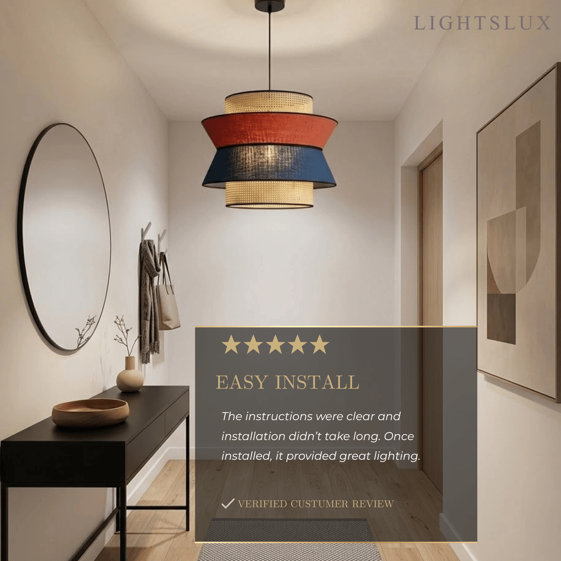 Farmhouse Wood Pendant Light - Rustic Lantern for Dining Room - Flindria