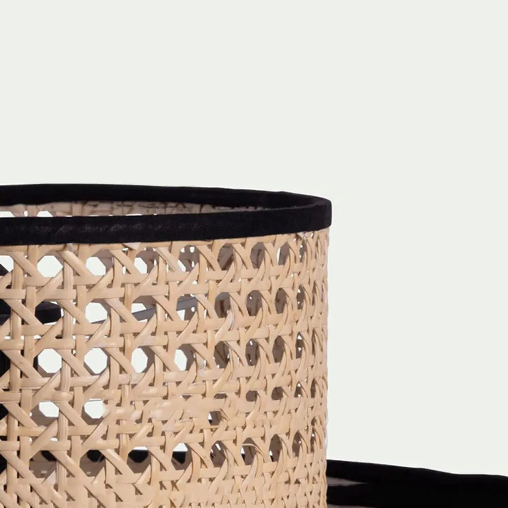 Farmhouse Hooded Pendant Light — Fabric & Rattan for Dining Room - Flindria