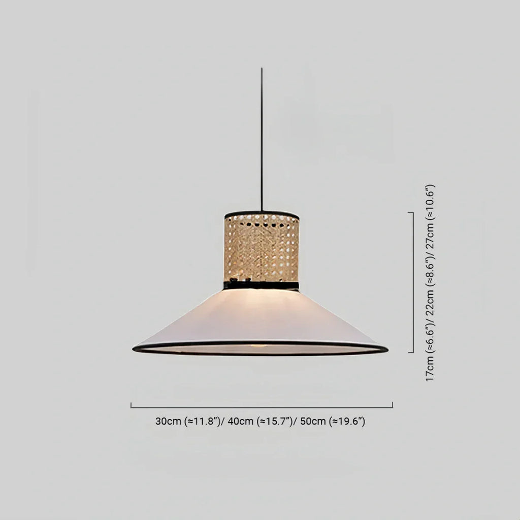 Farmhouse Hooded Pendant Light — Fabric & Rattan for Dining Room - Flindria