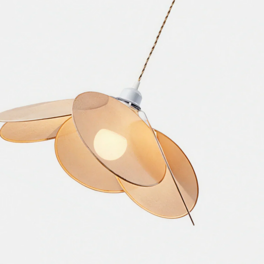 Farmhouse Metal & Fabric Pendant Light -- Orange/Brown/Beige for Living Room - Flindria