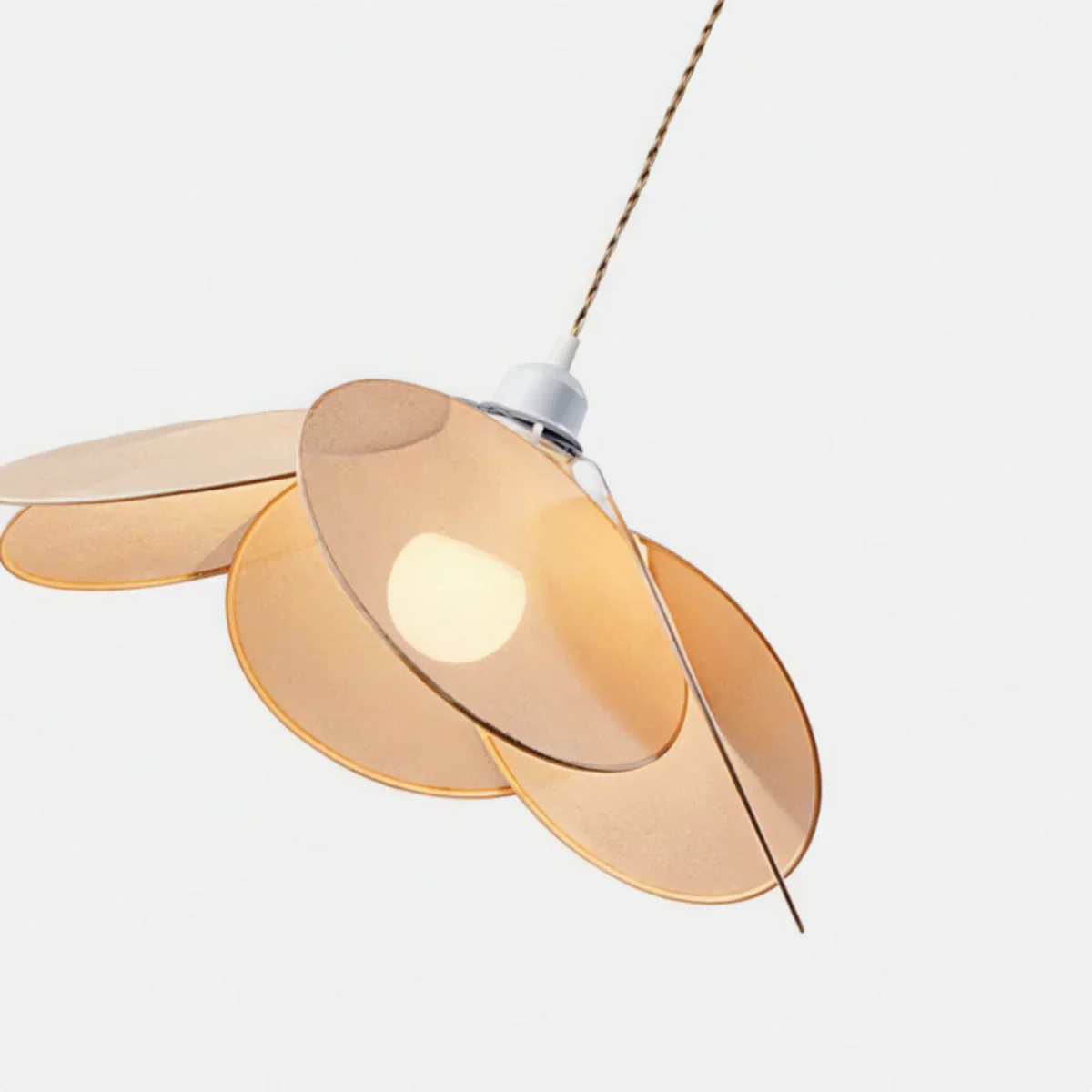 Farmhouse Metal & Fabric Pendant Light -- Orange/Brown/Beige for Living Room - Flindria