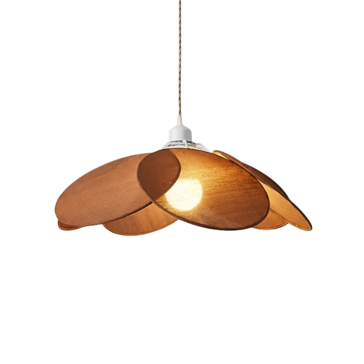 Farmhouse Metal & Fabric Pendant Light -- Orange/Brown/Beige for Living Room - Flindria