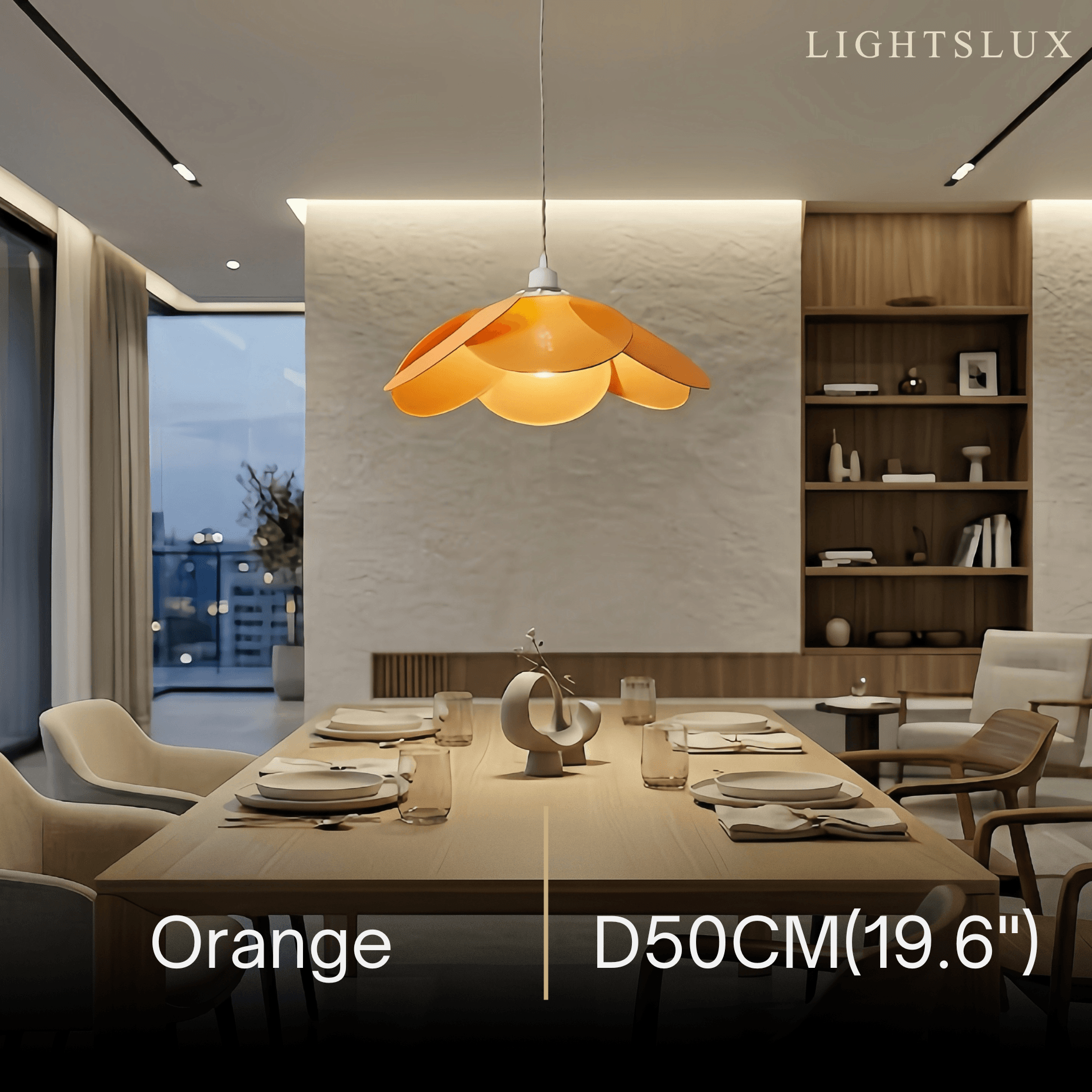 Farmhouse Metal & Fabric Pendant Light -- Orange/Brown/Beige for Living Room - Flindria