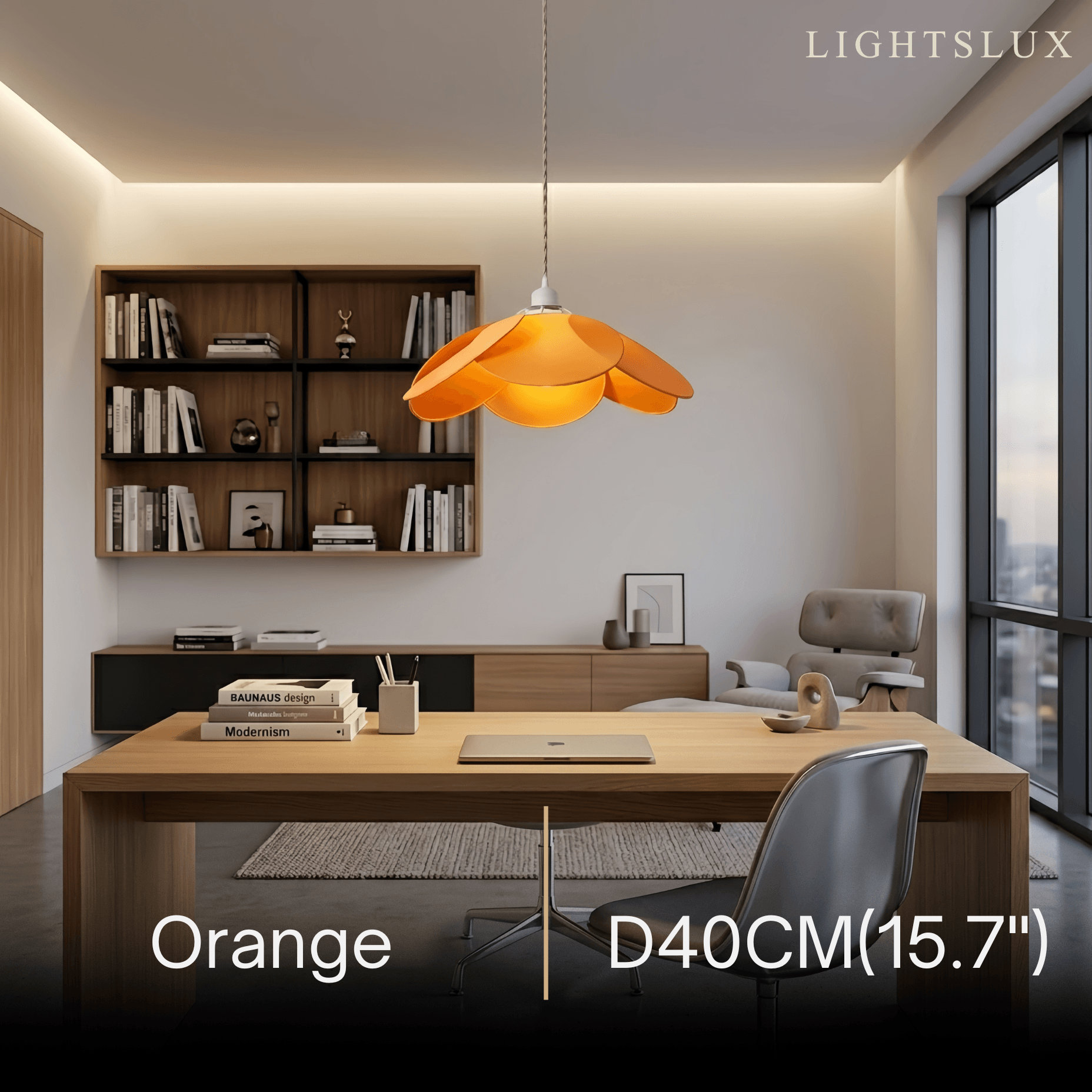 Farmhouse Metal & Fabric Pendant Light -- Orange/Brown/Beige for Living Room - Flindria