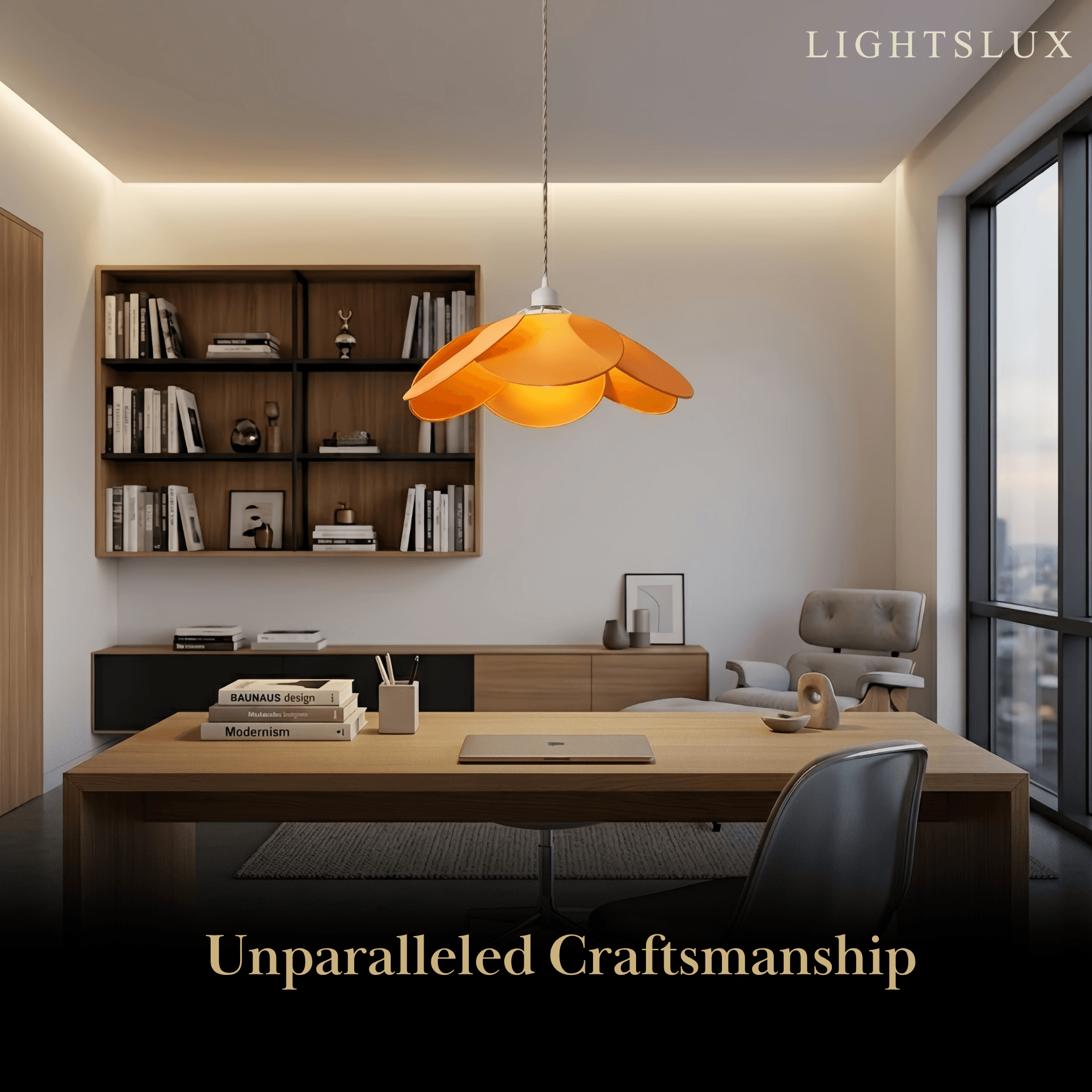 Farmhouse Metal & Fabric Pendant Light -- Orange/Brown/Beige for Living Room - Flindria